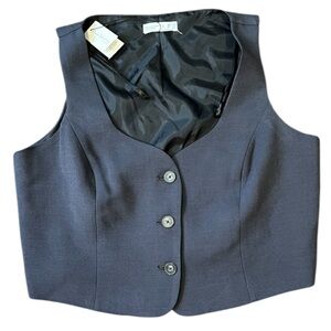 Primark Women's Large Gray Button Front Lined Vest Waistcoat‎ Fitted  V Neck NWT
